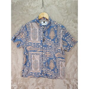 Topman Paisley Print Camp Shirt Vintage-look Button-down Short-sleeve Size M